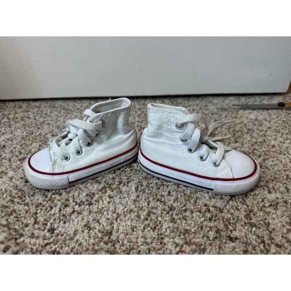 Converse All Star Red & White Kids/toddler/baby sneakers/shoes, High Tops; 4 - Picture 5 of 9